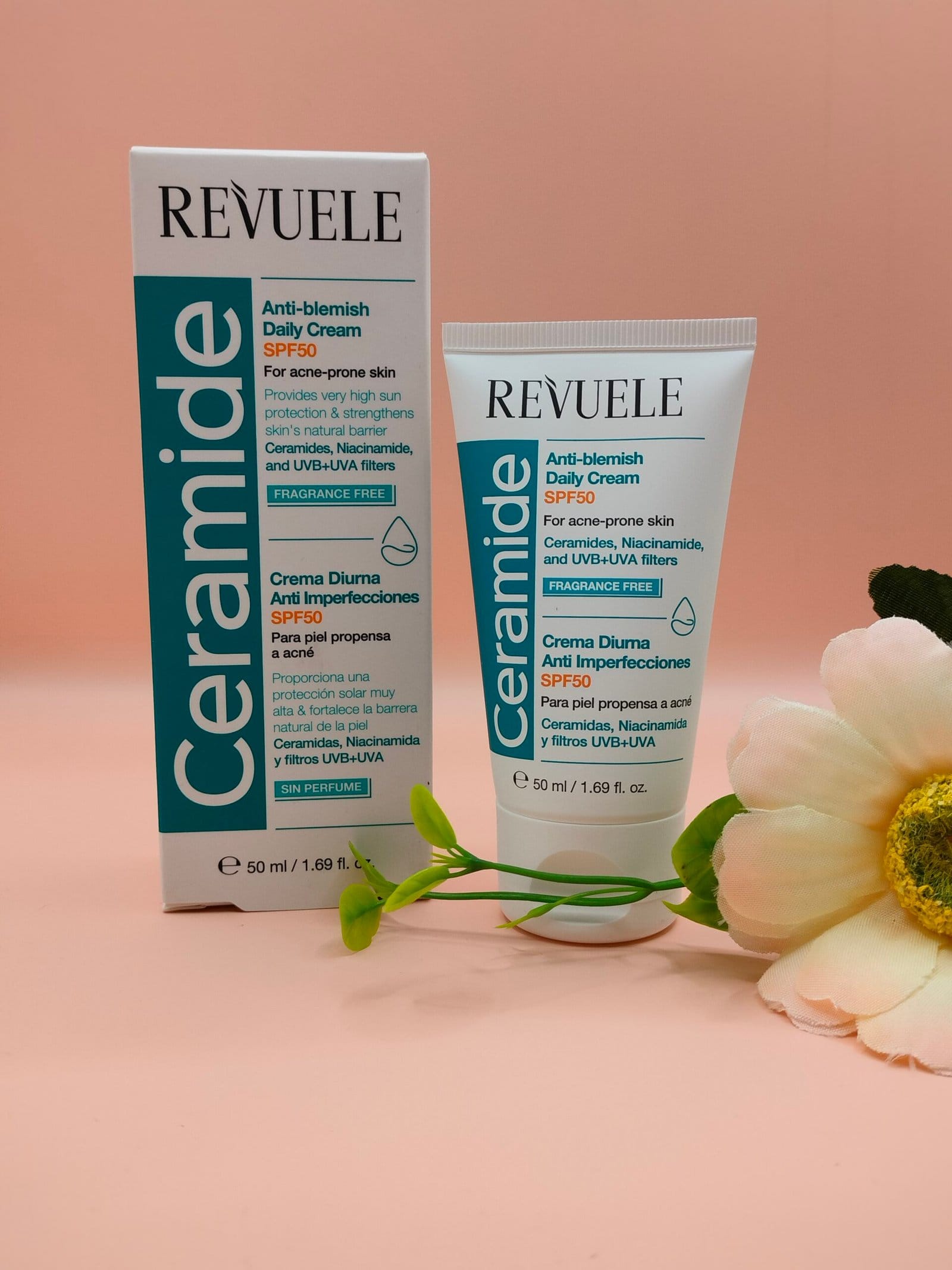 Revuele Ceramide Hidratante facial com SPF50+ - Pele com tendência acneica