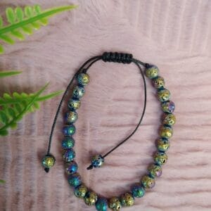 Pulseira Ajustável Pedra Vulcânica Arco-íris 6mm