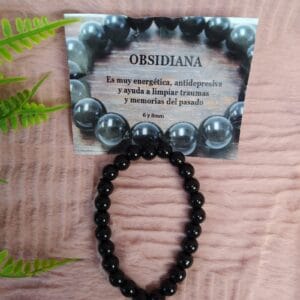 Pulseira Obsidiana Negra 6-8 mm com Pendente