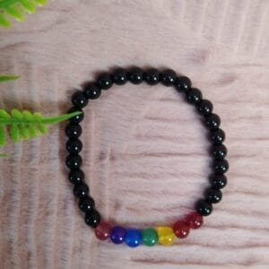 Pulseira Turmalina Negra e 7 Chakras 6-8mm