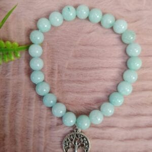 Pulseira Água Marinha 6-8 mm com Pendente