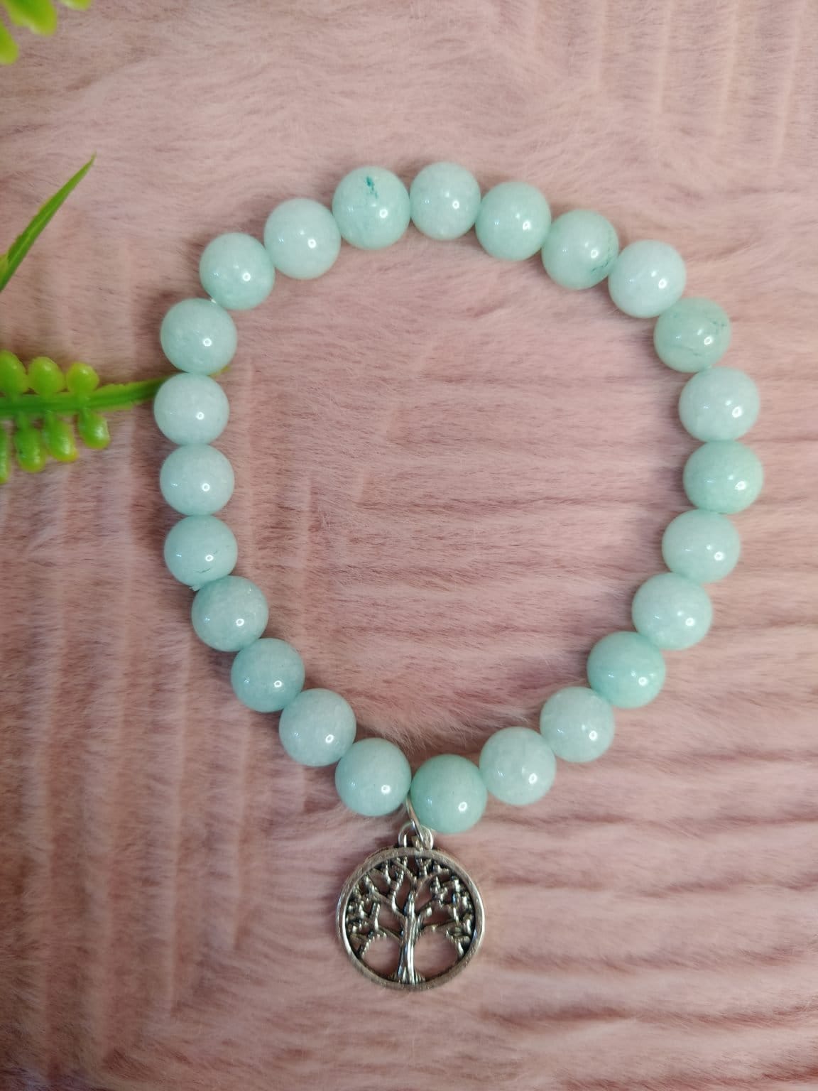 Pulseira Água Marinha 6-8 mm com Pendente