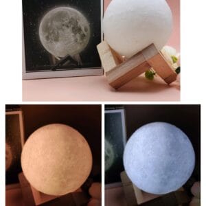 Lâmpada Lunar Impressão 3D Moon Light 8cm