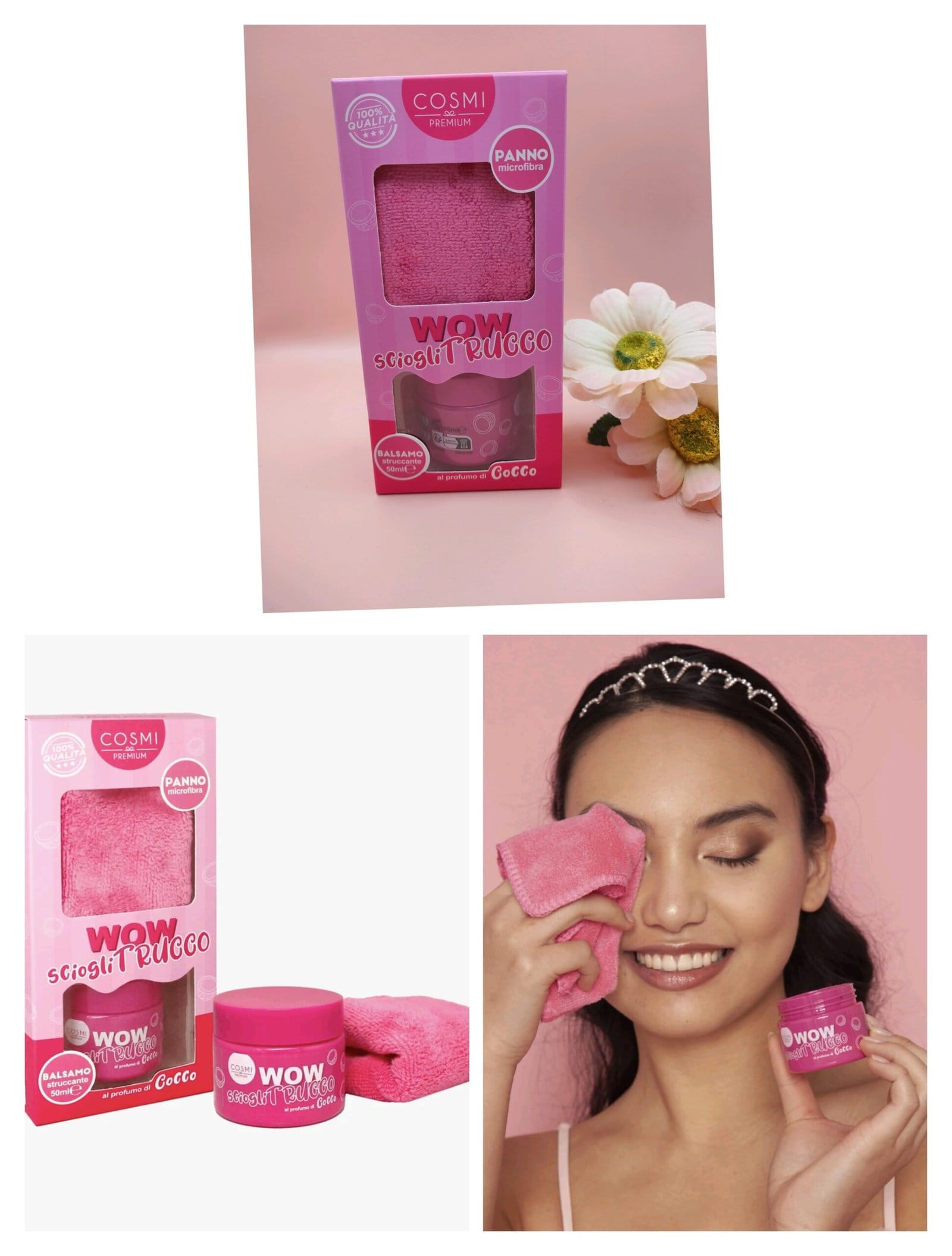 Conjunto Bálsamo + Toalha Microfibra Desmaquilhante WoW Cosmi Premium
