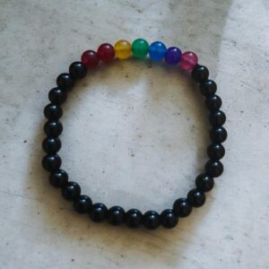 Pulseira Turmalina Negra e 7 Chakras 6-8mm