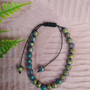 Pulseira Ajustável Pedra Vulcânica Arco-íris 6mm