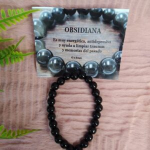 Pulseira Obsidiana Negra 6-8 mm com Pendente