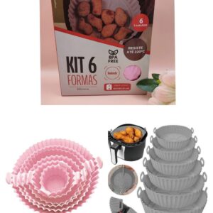 Kit 6 Formas de Silicone Reutilizáveis – Ideal para Airfryer