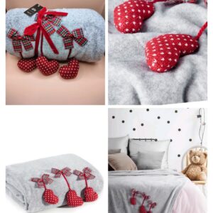 Manta Polar Xmas Heart 130x160 cm - DCasa